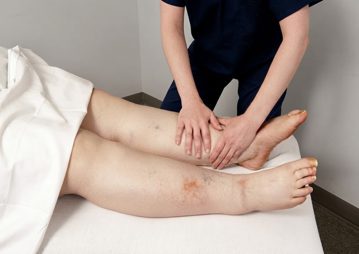 A post-operative lymphatic drainage massage in progress